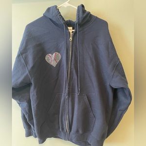 Gildan zip up dark blue sweatshirt baseball